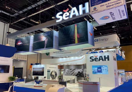 세아베스틸은 다음달 4명의 사외이사 중 2명을 교체할 것으로 보인다. 사진은 지난해 UAE 아부다비에서 열린 오일&가스 전시회인 '아디펙'에 참가한 세아그룹의 부스.    세아그룹 제공